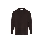 Yves Salomon Merino Knit Polo Shirt in Brown | Sweaters | Luxury Shoes 