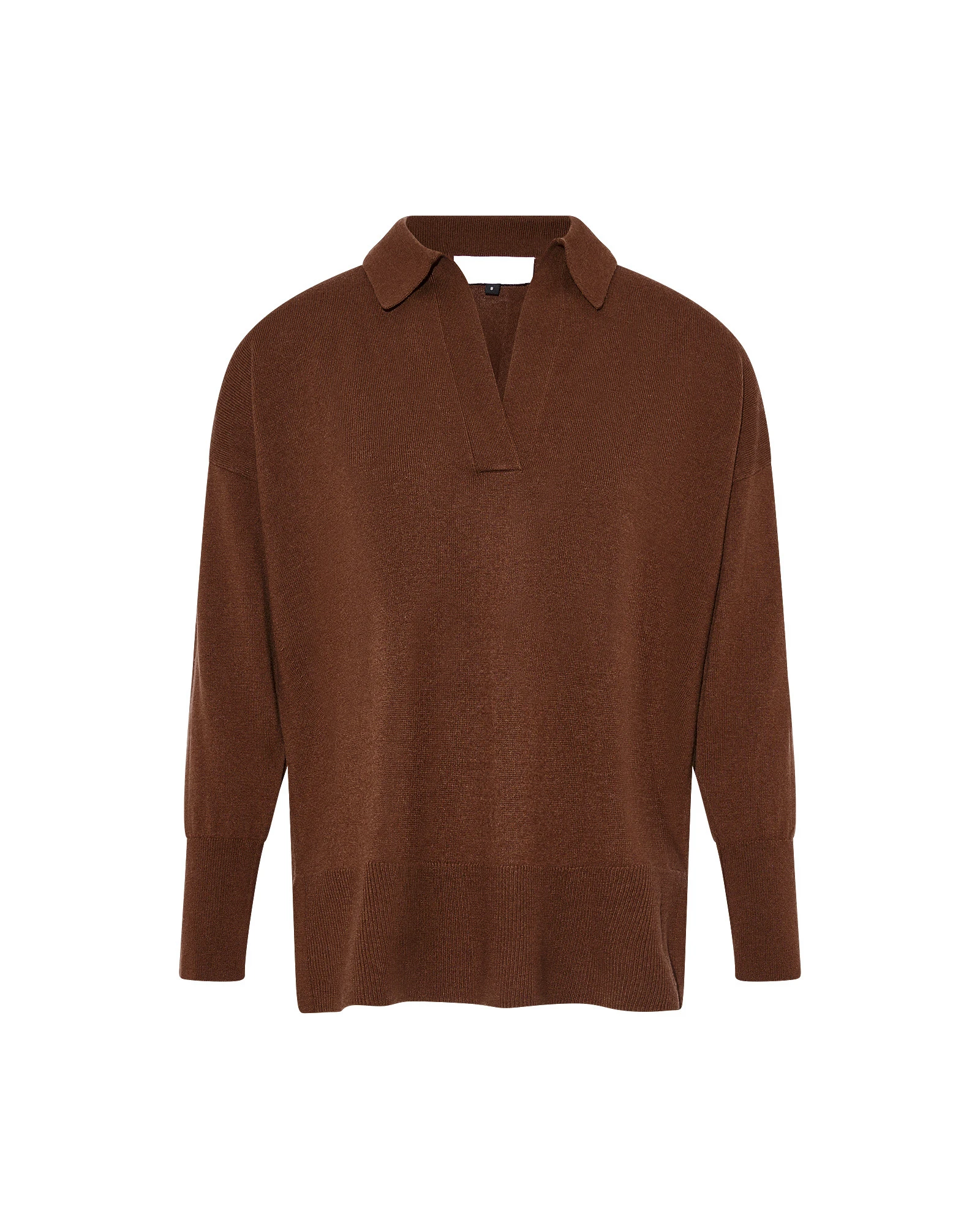 Yves Salomon Merino Knit Polo Shirt in Rust Brown Yves Salomon Merino Knit Polo Shirt in Rust Brown | Women | Luxury Shoes