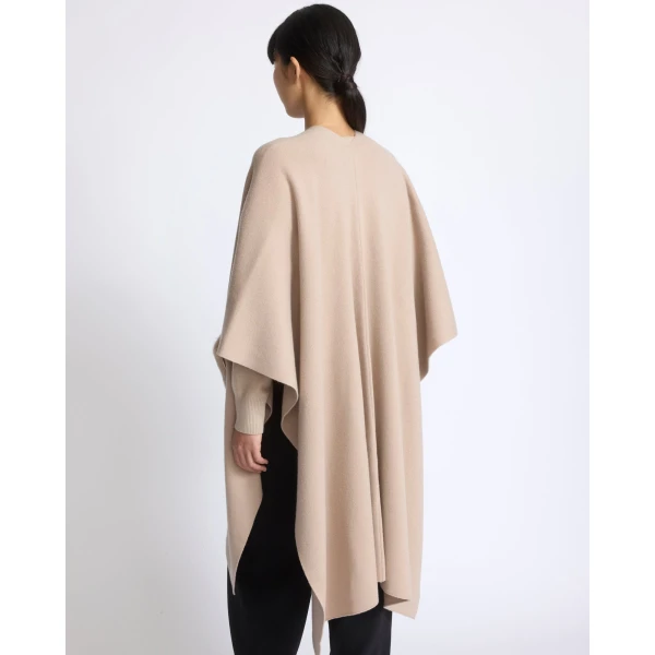 Yves Salomon Merino Knit Poncho with Mink Fur Pockets in Beige | Coats | Luxury Shoes 