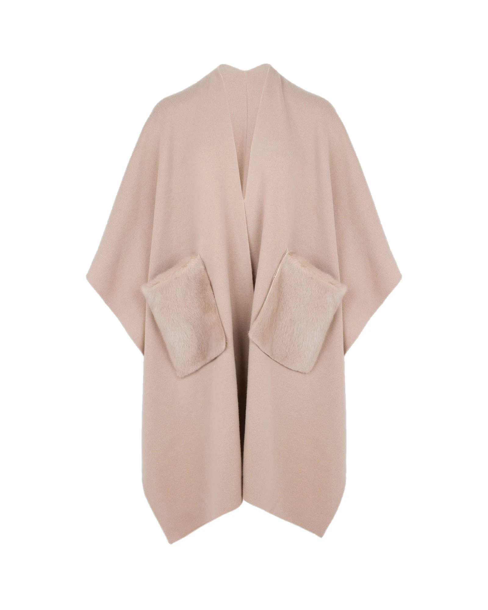 Yves Salomon Merino Knit Poncho with Mink Fur Pockets in Beige Yves Salomon Merino Knit Poncho with Mink Fur Pockets in Beige | Coats | Luxury Shoes