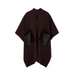 Yves Salomon Merino Knit Poncho with Mink Fur Pockets in Brown | Coats | Luxury Shoes 