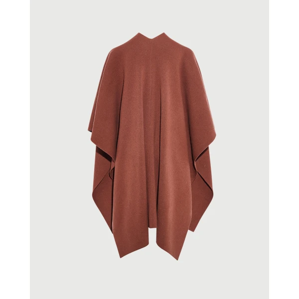 Yves Salomon Merino Knit Poncho with Mink Fur Pockets in Rust Brown | Coats | Luxury Shoes 