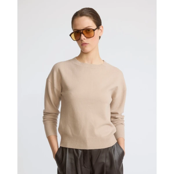 Yves Salomon Merino Knit Sweater in Beige | Sweaters | Luxury Shoes 