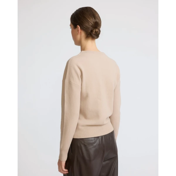 Yves Salomon Merino Knit Sweater in Beige | Sweaters | Luxury Shoes 