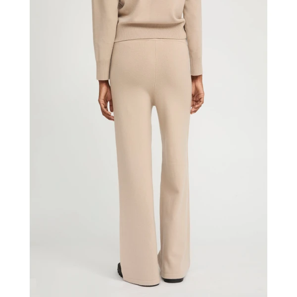 Yves Salomon Merino Knit Wide Leg Trousers in Beige | Wide leg pants | Luxury Shoes 