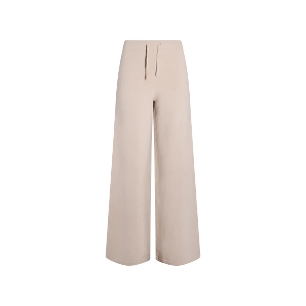 Merino Knit Wide Leg Trousers in Beige