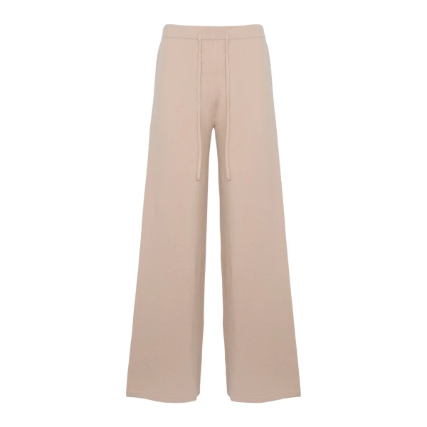 Merino Knit Wide Leg Trousers in Beige