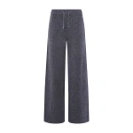Yves Salomon Merino Knit Wide Leg Trousers in Blue Grey | Women | Luxury Shoes 