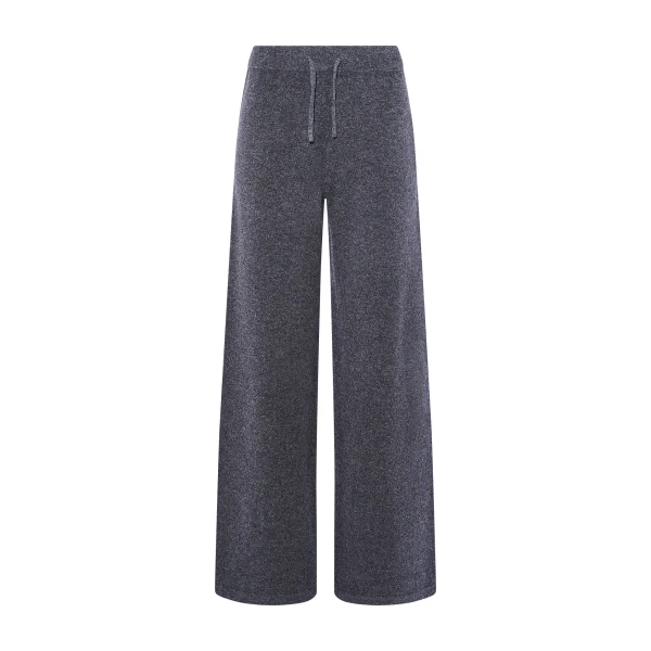 Yves Salomon Merino Knit Wide Leg Trousers in Blue Grey | Women | Luxury Shoes 