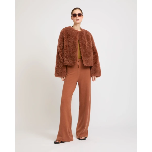 Yves Salomon Merino Knit Wide Leg Trousers in Brown | Wide leg pants | Luxury Shoes 