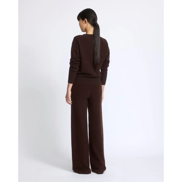 Yves Salomon Merino Knit Wide Leg Trousers in Brown | Wide leg pants | Luxury Shoes 