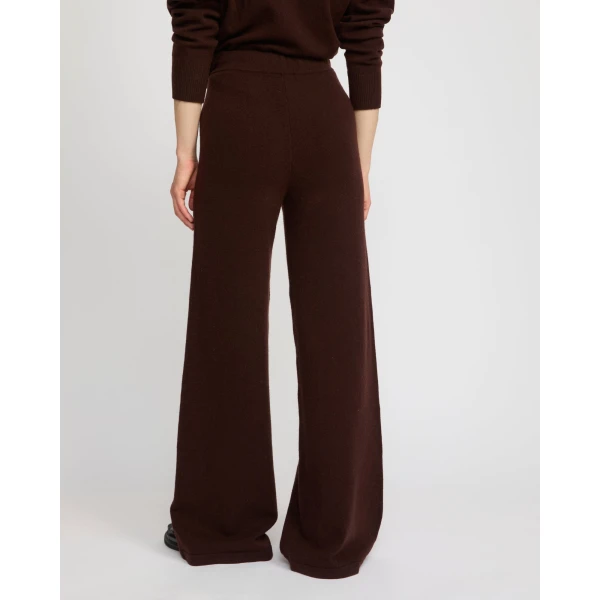 Yves Salomon Merino Knit Wide Leg Trousers in Brown | Wide leg pants | Luxury Shoes 