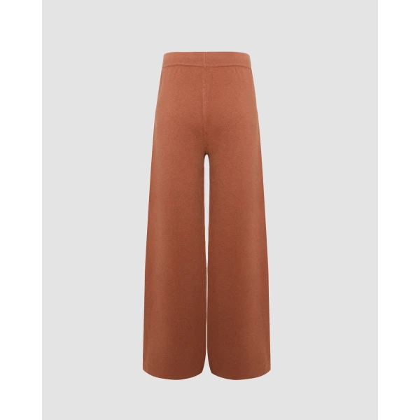 Yves Salomon Merino Knit Wide Leg Trousers in Brown | Wide leg pants | Luxury Shoes 