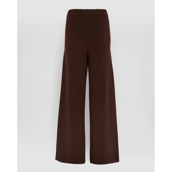 Yves Salomon Merino Knit Wide Leg Trousers in Brown | Wide leg pants | Luxury Shoes 