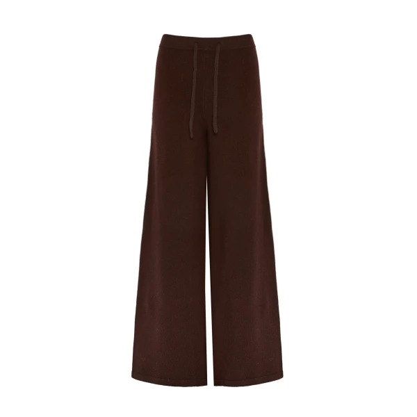 Yves Salomon Merino Knit Wide Leg Trousers in Brown | Women | Luxury Shoes 