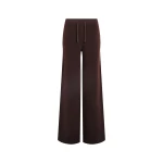 Yves Salomon Merino Knit Wide Leg Trousers in Brown | Wide leg pants | Luxury Shoes 