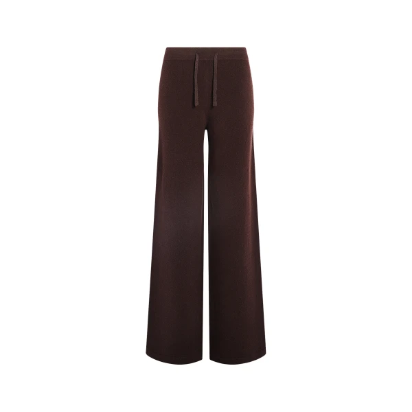 Merino Knit Wide Leg Trousers in Brown