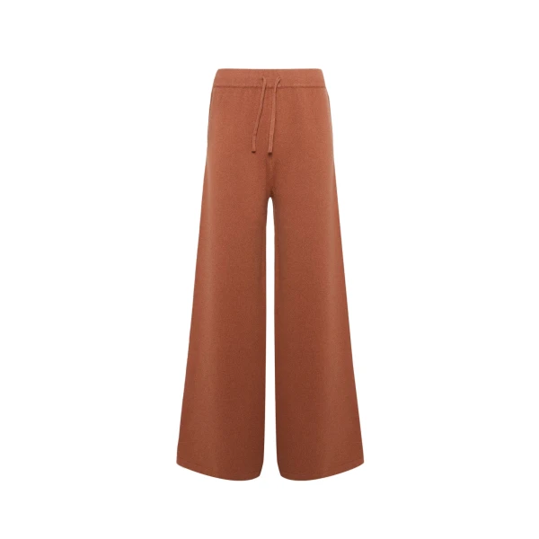 Yves Salomon Merino Knit Wide Leg Trousers in Brown | Women | Luxury Shoes 