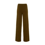 Yves Salomon Merino Knit Wide Leg Trousers in Khaki | Women | Luxury Shoes 