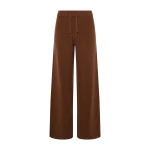 Yves Salomon Merino Knit Wide Leg Trousers in Rust Brown | Women | Luxury Shoes 