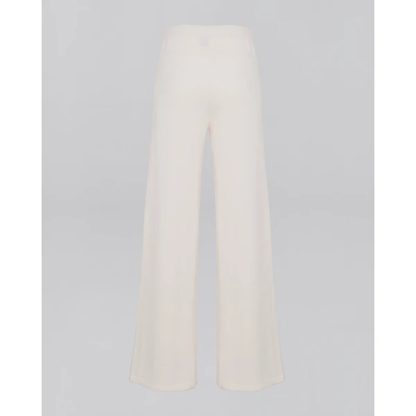 Yves Salomon Merino Knit Wide Leg Trousers in White | Wide leg pants | Luxury Shoes 