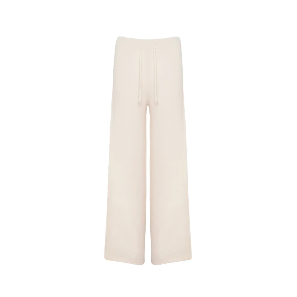 Merino Knit Wide Leg Trousers in White