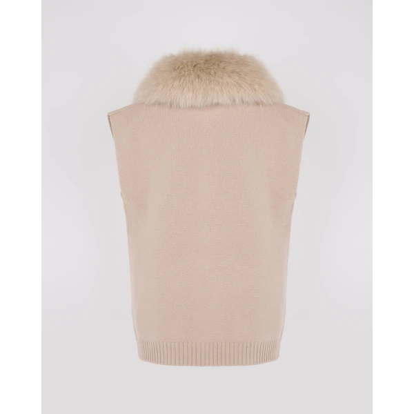 Yves Salomon Merino Knit and Fox Fur Jacket in Beige | Jackets | Luxury Shoes 