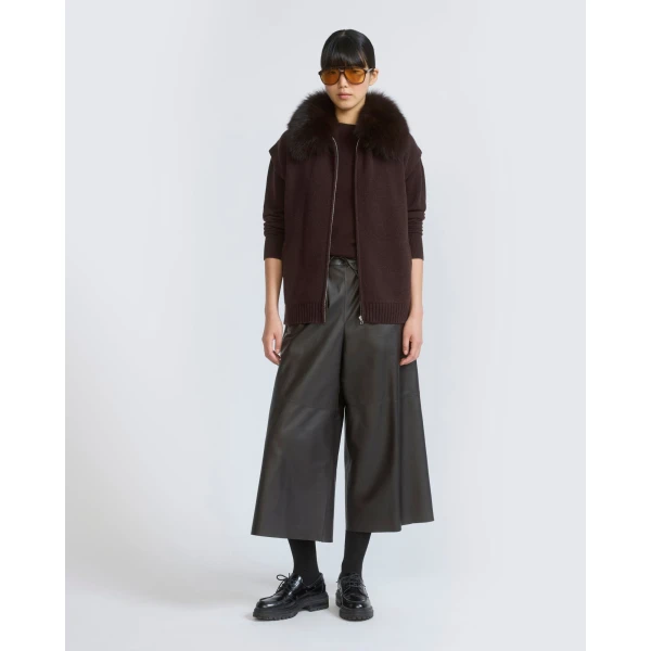 Yves Salomon Merino Knit and Fox Fur Jacket in Brown | Jackets | Luxury Shoes 