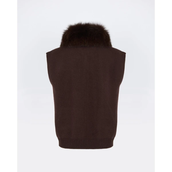 Yves Salomon Merino Knit and Fox Fur Jacket in Brown | Jackets | Luxury Shoes 