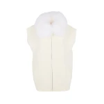 Yves Salomon Merino Knit and Fox Fur Jacket in White | Jackets | Luxury Shoes 
