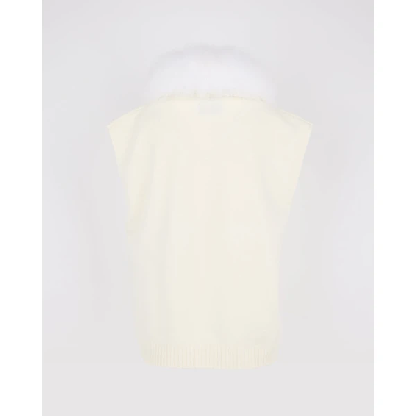 Yves Salomon Merino Knit and Fox Fur Jacket in White | Jackets | Luxury Shoes 