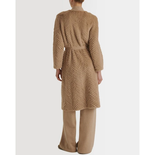 Yves Salomon Merino Knit and Mink Long Jacket in Khaki | Jackets | Luxury Shoes 