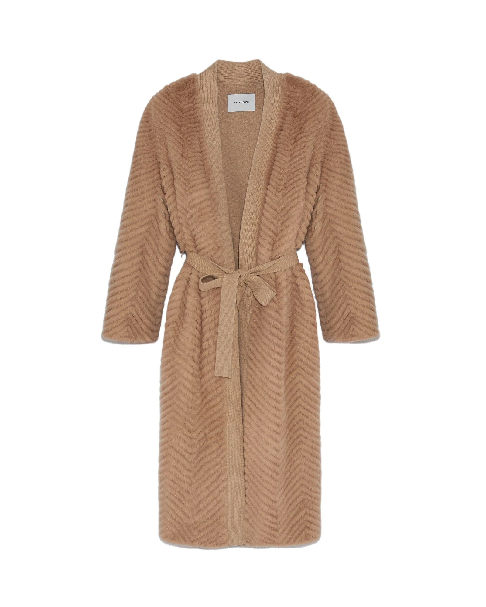 Yves Salomon Merino Knit and Mink Long Jacket in Khaki Yves Salomon Merino Knit and Mink Long Jacket in Khaki | Women | Luxury Shoes
