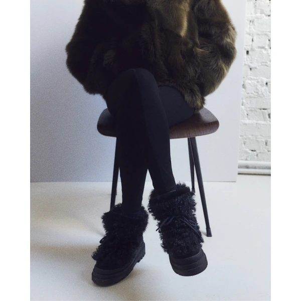 Yves Salomon Merino Lambskin Shearling Boots in Black | Boots | Luxury Shoes 