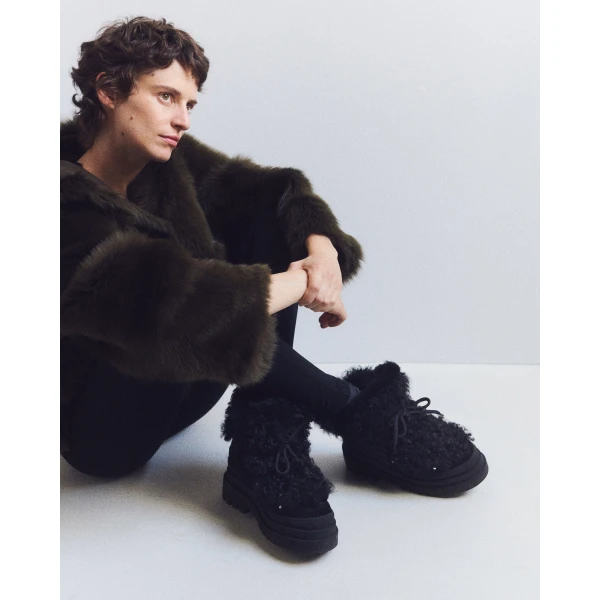 Yves Salomon Merino Lambskin Shearling Boots in Black | Boots | Luxury Shoes 