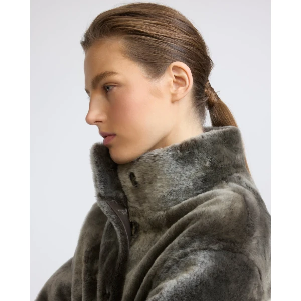 Yves Salomon Merino Lambskin Shearling Jacket in Light Khaki | Shearling Jackets | Luxury Shoes 