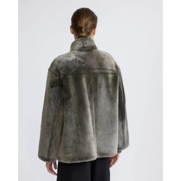 Yves Salomon Merino Lambskin Shearling Jacket in Light Khaki | Shearling Jackets | Luxury Shoes 