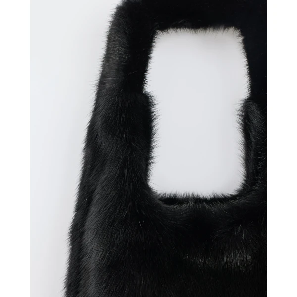 Yves Salomon Mink Fur Bag with Lambskin Details in Black | Shoulder & Crossbody Bags | Luxury Shoes 