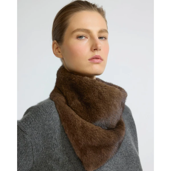 Yves Salomon Mink Fur Bandana in Brown | Scarves | Luxury Shoes 