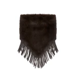 Yves Salomon Mink Fur Bandana with Lamb Leather Fringes in Brown | Scarves | Luxury Shoes 