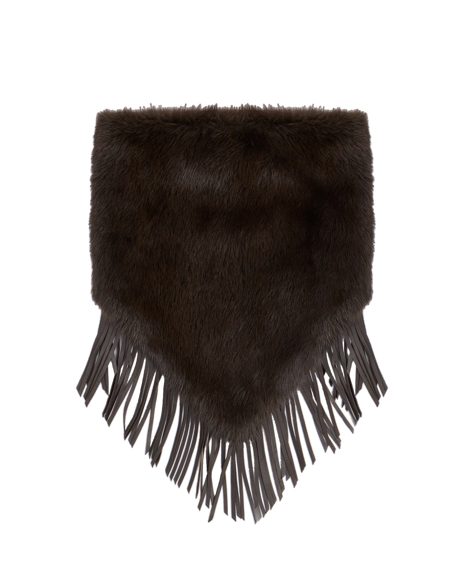 Yves Salomon Mink Fur Bandana with Lamb Leather Fringes in Brown Yves Salomon Mink Fur Bandana with Lamb Leather Fringes in Brown | Scarves | Luxury Shoes