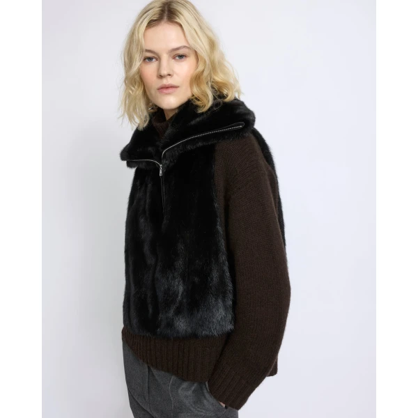 Yves Salomon Mink Fur Bib in Black | Scarves | Luxury Shoes 