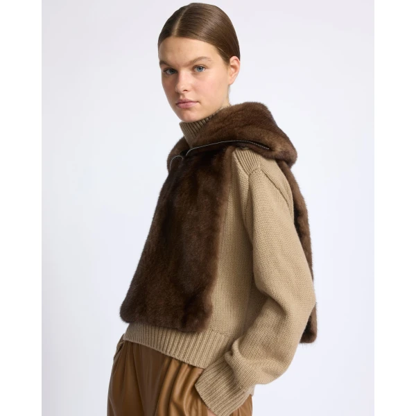 Yves Salomon Mink Fur Bib in Brown | Scarves | Luxury Shoes 