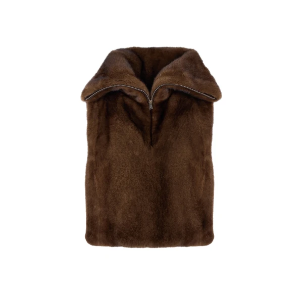 Yves Salomon Mink Fur Bib in Brown | Scarves | Luxury Shoes 