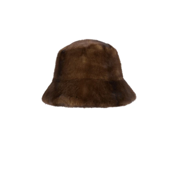 Mink Fur Bucket Hat in Brown