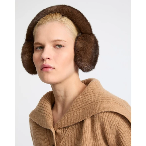 Yves Salomon Mink Fur Earmuffs in Brown | Hats | Luxury Shoes 