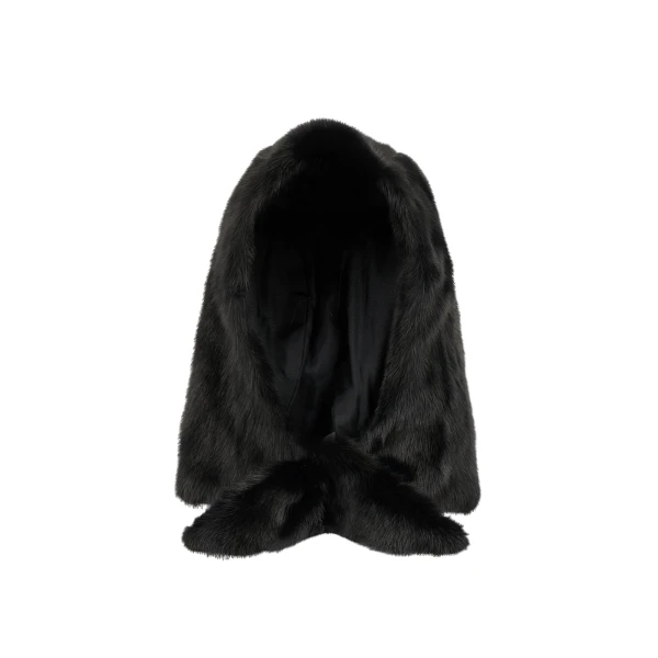 Yves Salomon Mink Fur Hood in Black | Hats | Luxury Shoes 