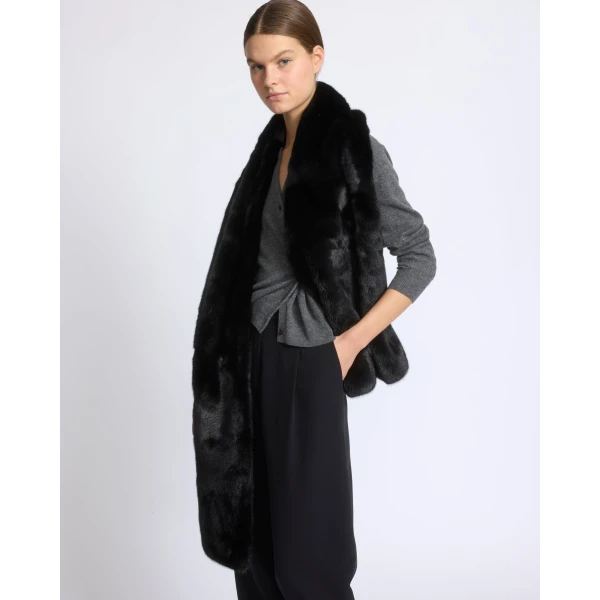 Yves Salomon Mink Fur Scarf in Black | Scarves | Luxury Shoes 