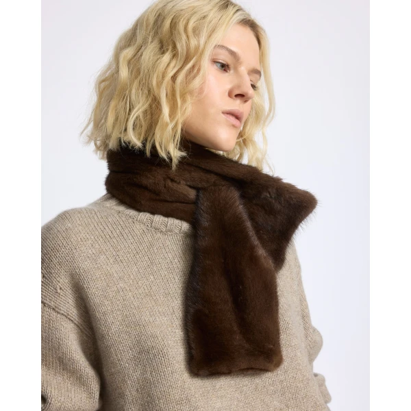 Yves Salomon Mink Fur Scarf in Brown | Scarves | Luxury Shoes 