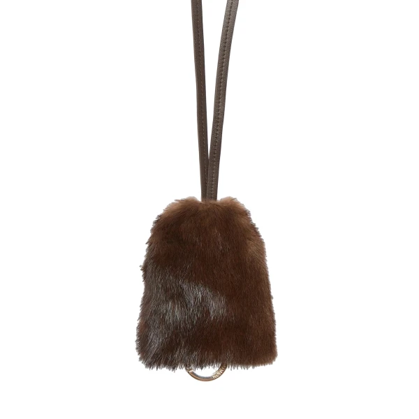 Mink Fur and Leather Key Holder in Brown